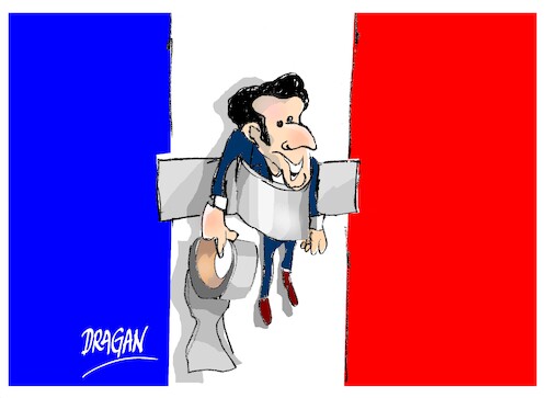 Cartoon: Emmanuel Macron-comedian (medium) by Dragan tagged emmanuel,macron,francia,comedian