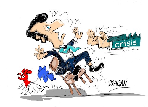 Cartoon: Emmanuel Macron-crisis (medium) by Dragan tagged emmanuel,macron,francia,crisis