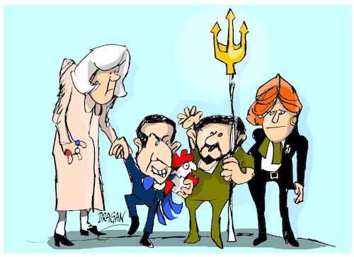 Cartoon: Emmanuel Macron-Zelenski (medium) by Dragan tagged emmanuel,macron,francia,ukrania,volodimir,zelenski