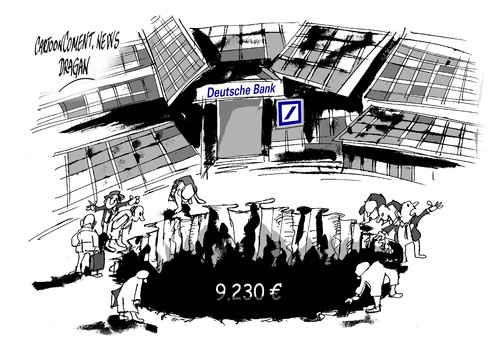 Cartoon: Escandalo bancario (medium) by Dragan tagged deutsche,bank,escandalo,crisis,financiera,business,cartoon