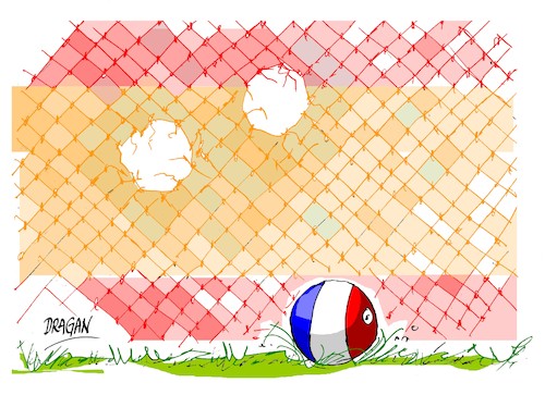 Cartoon: Francia-Espana-la Liga de Nacion (medium) by Dragan tagged francia,espana,la,liga,de,naciones