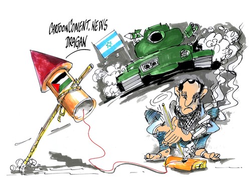 Cartoon: franja de Gaza (medium) by Dragan tagged franja,de,gaza,palestina,izrael,misil,politics,cartoon