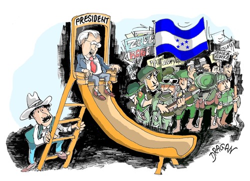 Cartoon: HONDURAS (medium) by Dragan tagged roberto,micheletti,manuel,zelaya,honduras,politics