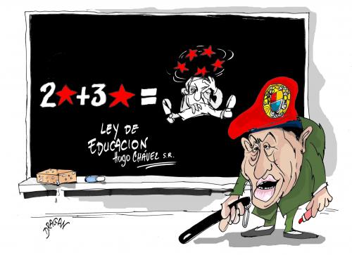 Cartoon: Hugo Chavez (medium) by Dragan tagged hugo,chavez,ley,de,educacion,venezuela