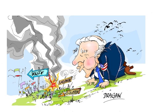 Cartoon: Joe Biden-desescalada (medium) by Dragan tagged joe,biden,desescalada