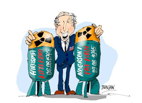 Cartoon: Joe Biden-retorica peligrosa (medium) by Dragan tagged joe,biden,bomba,atomica