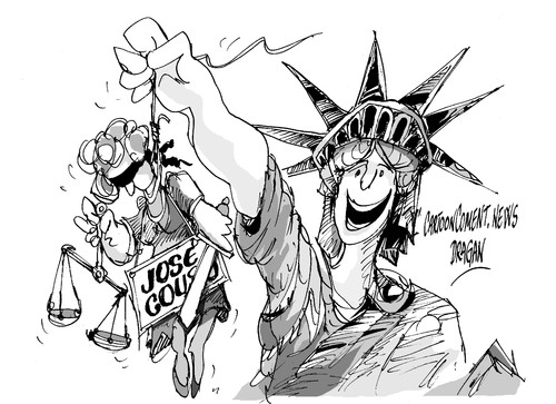 Cartoon: Jose Couso-justicia (medium) by Dragan tagged jose,couso,justicia,eeuu,gerra,irak,camara,politics,carton