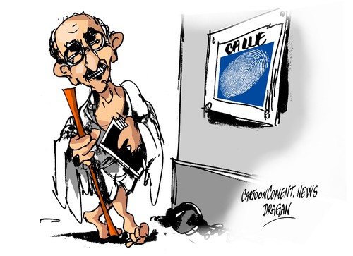 Cartoon: Mahatma Gandhi (medium) by Dragan tagged espana,ayuntamiento,de,algarinejo,granada,mahatma,gandhi,calle,cartoon