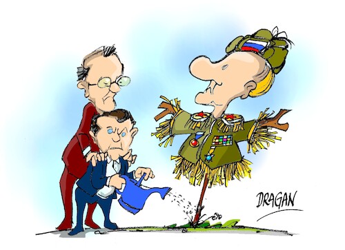 Cartoon: Merz-Tusk-amenaza rusa (medium) by Dragan tagged merz,tusk,alemania,polonia,rusia