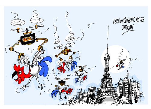 Cartoon: Paris- drones (medium) by Dragan tagged francia,paris,drones,cartoon