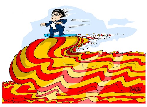 Cartoon: Puigdemont-caso Tsunami (medium) by Dragan tagged puigdemont,carlos,cataluna,tsunami