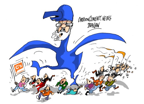 Cartoon: Rajoy Birdman-Ciudadans (medium) by Dragan tagged mariano,rajoy,partido,popular,pp,ciudadans,albert,rivera,politics,cartoon