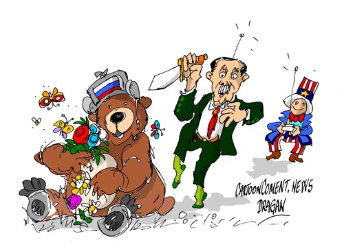 Cartoon: Recep Tayyip-SU-24 (medium) by Dragan tagged recep,tayyip,su,24,turkia,rusia,politics,cartoon
