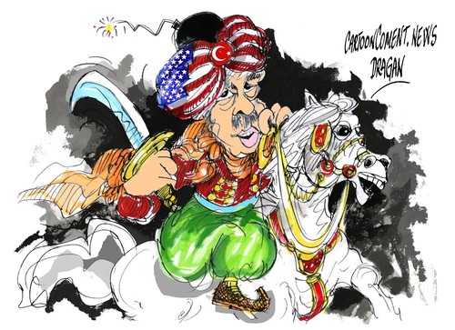 Cartoon: Recep Tayyip Erdogan (medium) by Dragan tagged erdogan,tayyip,recep,tuquia,siria,gerra,akcakale,bachar,el,asad,politics,cartoon