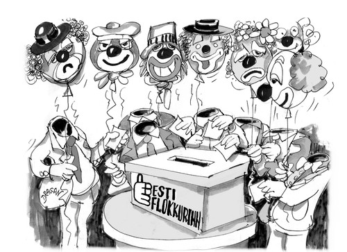 Cartoon: Reikiavik-Besti Flokkurinn (medium) by Dragan tagged besti,flokkurinn,reikiavik,copenhague,islandia,el,partido,mejor,jon,gnarr