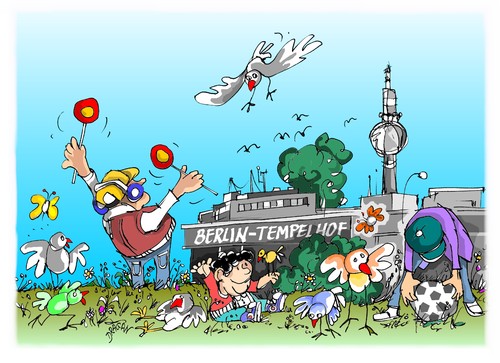 Cartoon: Tempelhof (medium) by Dragan tagged aeropuerto,tempelhof,berlin,guerra,mundial,fria,project,gmbh,adlershof,alemania
