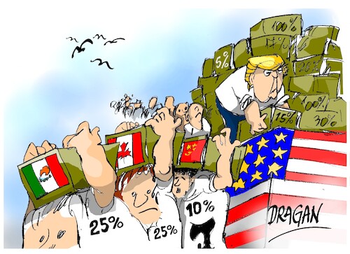 Cartoon: Trump-Mexico Canada y China (medium) by Dragan tagged donald,trump,mexico,canada,china