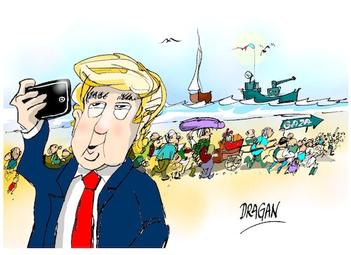 Cartoon: TRUMP-Selfie (medium) by Dragan tagged donald,trump,gaza