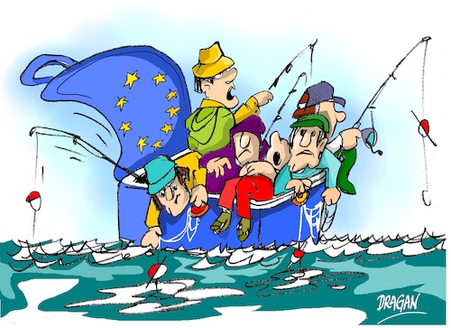 Cartoon: UE-cuotas pesqueras (medium) by Dragan tagged ue,cuotas,pesqueras