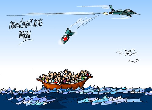 Cartoon: UE-inmigracion (medium) by Dragan tagged cartoon,politics,pateras,mediterraneo,ayuda,inmigracion,ue