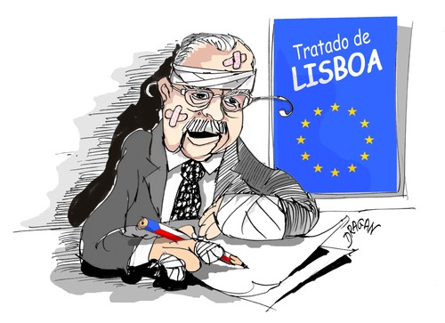 Cartoon: Vaclav Klaus (medium) by Dragan tagged vaclav,klaus,republica,checa,union,europea,tratado,de,lisboa,politics