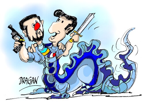 Cartoon: Zelenski-Macron-repaso (medium) by Dragan tagged zelenski,macron,ukraina,rusia