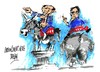 Cartoon: Obama-Mitt-acuerdo presupuestari (small) by Dragan tagged mitt,romney,barack,obama,republicanos,democratas,presupuestos,acuerdo,politics,cartoon