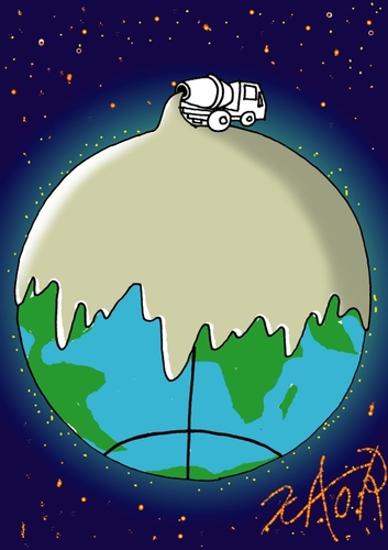 Cartoon: save the planet (medium) by johnxag tagged concrete,planet,johnxag