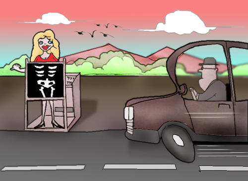 Cartoon: An Idealist Hitchhiker.. (medium) by berk-olgun tagged an,idealist,hitchhiker