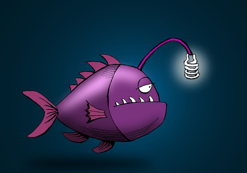 Cartoon: Anglerfish... (medium) by berk-olgun tagged anglerfish