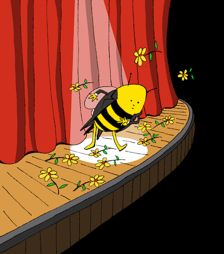 Cartoon: Bee on Stage... (medium) by berk-olgun tagged bee,on,stage
