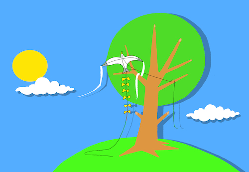 Cartoon: Bird Kite... (medium) by berk-olgun tagged bird,kite
