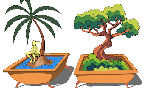 Cartoon: Bonsai Palm Tree... (medium) by berk-olgun tagged bonsai,palm,tree