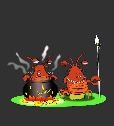 Cartoon: Cannibal Lobster... (medium) by berk-olgun tagged cannibal,lobster