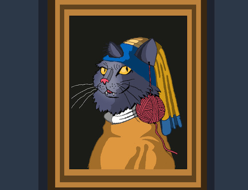 Cartoon: Cat With a Yarn Ball Earning (medium) by berk-olgun tagged cat,with,yarn,ball,earning