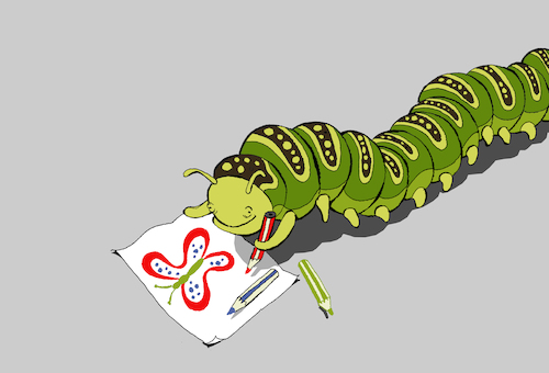 Cartoon: Child Drawing... (medium) by berk-olgun tagged caterpillar