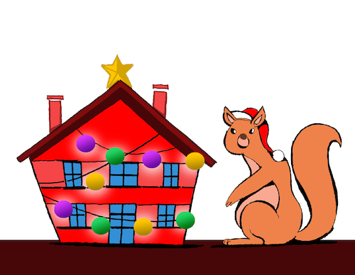Cartoon: Christmas House... (medium) by berk-olgun tagged squirrel