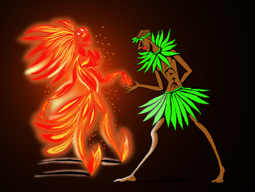 Cartoon: Dance with Fire... (medium) by berk-olgun tagged dance,with,fire