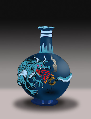 Cartoon: Dragon Vase... (medium) by berk-olgun tagged dragon,vase
