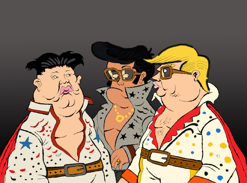 Cartoon: Elvis Imitators... (medium) by berk-olgun tagged elvis,imitators