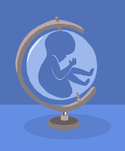 Cartoon: Fetus World Globe... (medium) by berk-olgun tagged fetus,world,globe