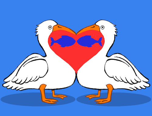 Cartoon: Fish in Love... (medium) by berk-olgun tagged fish,in,love
