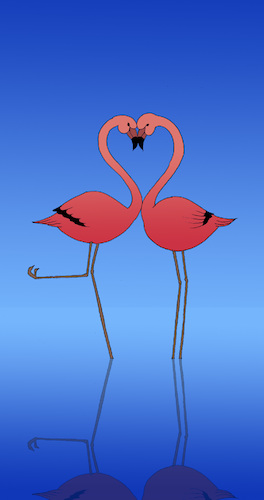 Cartoon: Flamingo Kiss... (medium) by berk-olgun tagged flamingo,kiss
