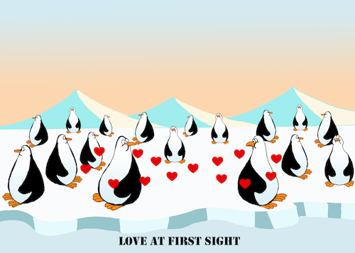 Cartoon: Love at First Sight... (medium) by berk-olgun tagged love,at,first,sight