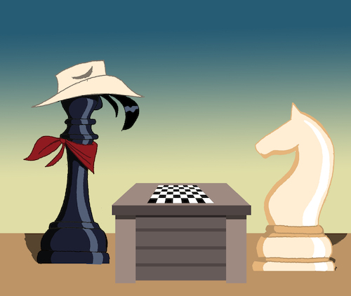 Cartoon: Lucky Luke Chess... (medium) by berk-olgun tagged lucky,luke,chess