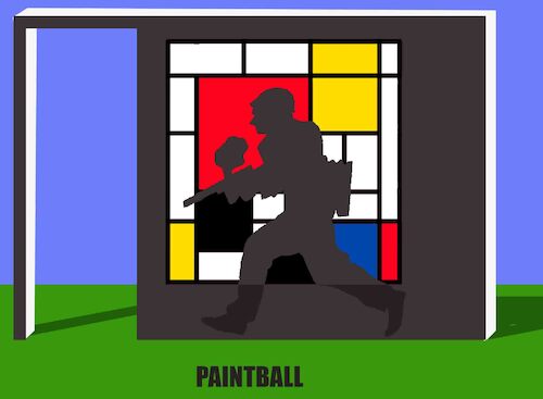 Cartoon: Mondrian Paintball... (medium) by berk-olgun tagged mondrian,paintball