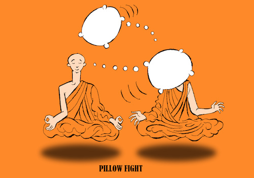 Cartoon: Pillow Fight... (medium) by berk-olgun tagged pillow,fight