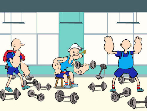 Cartoon: Popeye Gym... (medium) by berk-olgun tagged popeye,gym