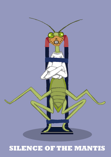 Cartoon: Silence of the Mantis... (medium) by berk-olgun tagged silence,of,the,mantis