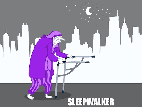 Cartoon: Sleepwalker... (medium) by berk-olgun tagged sleepwalker